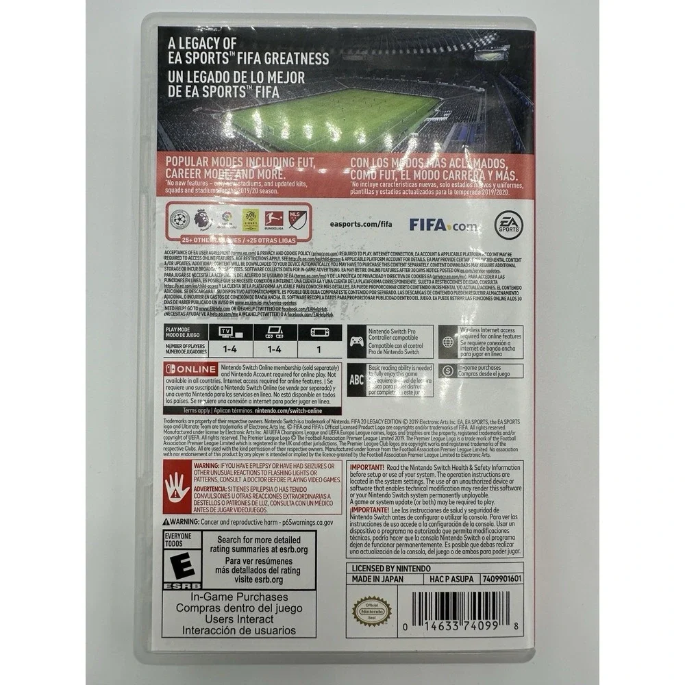 FIFA 20 Legacy Edition Nintendo Switch Game & Case Tested Works EA Sports